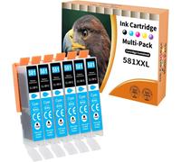 ERYI-6X 581Xl Cyan Cartouches D'Encre Compatibles Avec Canon Cli-581 Cyan Pour Pixma Tr8550 Tr8500 Ts6350A Ts705A Ts6350 Ts8350 Ts8250 Ts6150 Ts9550