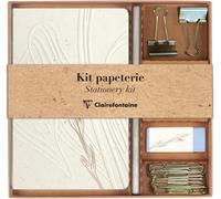 Eryi-813074c - Un Kit De Papeterie Contenant Un Carnet 11x17 Cm 64 Pages Lignées, Un Crayon De Papier, 2 Pinces Doubles-Clip, 10 Trombones Et Une Gomme - Collection Tulip Paper