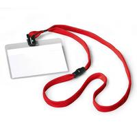 Eryi-813903 Pochette Porte-Badge Universel Avec Lacet Textile Rouge Pour Insertion Format 60 X 90 Mm Plastique Résistant Transparent Boîte De 10