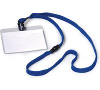 Eryi-813907 Pochette Porte-Badge Universel Avec Lacet Textile Bleu Pour Insertion Format 60 X 90 Mm Plastique Résistant Transparent Boîte De 10