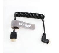 ERYI-8K 2.1 Micro Hdmi À Angle Droit Vers Hdmi Câble Spiralé Haute Vitesse Pour Go-Pro Hero 3/4 Canon Eos M5 Sony A6000 A7Iii Rx10 Nikon B500 Z6 Raspberry Pi 4 Atomos Ninja 2 Monitor
