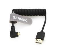 ERYI-8K 2.1 Micro Hdmi À Angle Droit Vers Hdmi Câble Tressé Spiralé Haute Vitesse Pour Go-Pro Hero 3/4 Canon Eos M5 Sony A6000 A7Iii Rx10 Nikon B500 Z6 Raspberry Pi 4 Atomos Ninja 2 Monitor