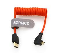 ERYI-8K 2.1 Micro Hdmi À Angle Droit Vers Hdmi Câble Tressé Spiralé Haute Vitesse Pour Go-Pro Hero 3/4 Canon Eos M5 Sony A6000 A7Iii Rx10 Nikon B500 Z6 Raspberry Pi 4 Atomos Ninja 2 Monitor