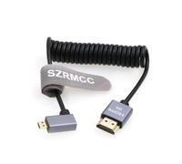 ERYI-8K 2.1 Micro Hdmi À Angle Droit Vers Hdmi Câble Tressé Spiralé Haute Vitesse Pour Go-Pro Hero 3/4 Canon Eos M5 Sony A6000 A7Iii Rx10 Nikon B500 Z6 Raspberry Pi 4 Atomos Ninja 2 Monitor
