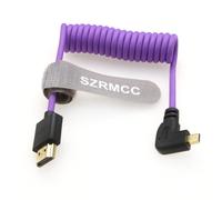 ERYI-8K 2.1 Micro Hdmi À Angle Droit Vers Hdmi Câble Tressé Spiralé Haute Vitesse Pour Go-Pro Hero 3/4 Canon Eos M5 Sony A6000 A7Iii Rx10 Nikon B500 Z6 Raspberry Pi 4 Atomos Ninja 2 Monitor