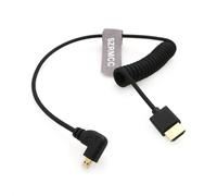 ERYI-8K 2.1 Micro Hdmi À Angle Droit Vers Hdmi Câble Tressé Spiralé Haute Vitesse Pour Go-Pro Hero 3/4 Canon Eos M5 Sony A6000 A7Iii Rx10 Nikon B500 Z6 Raspberry Pi 4 Atomos Ninja 2 Monitor