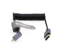 ERYI-8K 2.1 Micro Hdmi À Angle Gauche Vers Hdmi Câble Tressé Spiralé Haute Vitesse Pour Go-Pro Hero 3/4 Canon Eos M5 Sony A6000 A7Iii Rx10 Nikon B500 Z6 Raspberry Pi 4 Atomos Ninja 2 Monitor