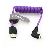 ERYI-8K 2.1 Micro Hdmi Angle Gauche Vers Hdmi Câble Tressé Spiralé Haute Vitesse Pour Go-Pro Hero 3/4 Canon Eos M5 Sony A6000 A7Iii Rx10 Nikon B500 Z6 Raspberry Pi 4 Atomos Ninja 2 Monitor