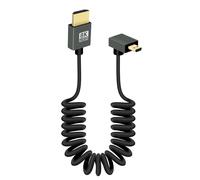 ERYI-8K Cable Micro Hdmi ¿¿ Hdmi Court Enroul¿¿ ¿¿ 90 Degr¿¿S, Angle Inf¿¿Rieur 48Gbps Haute Vitesse Micro Hdmi2.1 Support 8K@60Hz, Compatible Avec Les Cam¿¿Scopes, Les Moniteurs (Vers Le Bas)