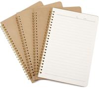 Eryi-A5 Cahiers À Spirales Ligné Classique, 4 Pièces 100 Pages / 50 Feuiles Carnet Spirale Ligné, Carnet Dessin Kraft Pour L'école L'écriture Garçons Filles