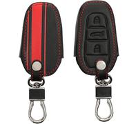 Eryi-Accessoire Clé De Voiture Compatible Avec Opel Smartkey (Keyless Go Uniquement) 3-Bouton - Coque De Protection En Simili Cuir - Bande De Couleur Rouge-Noir
