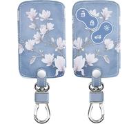 Eryi-Accessoire Clé De Voiture Compatible Avec Renault 4-Bouton (Keyless Go Uniquement) - Coque En Simili Cuir Pour Clef De Voiture Taupe-Blanc-Bleu-Gris