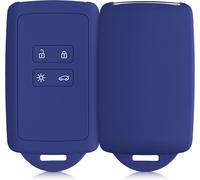 Eryi-Accessoire Clé De Voiture Compatible Avec Renault Smart Key 4-Bouton (Keyless Go Uniquement) - Coque En Silicone Souple Avec Embout Porte-Clé - Bleu Violet