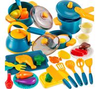 ERYI-Accessoire Cuisine Enfant, Ustensiles De Cuisine Jouet Avec Pots Et Casseroles, Aliment Dinette Enfant Chef Jeu De Rôle Cadeau Pour Garçons Filles 3 4 5 Ans