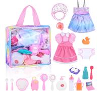 ERYI-Accessoires Pour Poupées, 22 Pcs Accessoire Poupee Bebe Jouet Fille 3 4 5 6 Ans, Accessoire Poupee Avec Sac À Main & Vêtements & Pot Bebe & Biberon, Accessoires Poupée Jeu De Role Jouet Cadeau