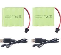 ERYI-Accessories 2Pcs Aa 4.8V 800Mah Rechargeable Prise Sm2P De Batterie De Voiture Jouet Rc Rc Camion Cascadeur Voiture Pelle Jouet Voiture Batterie 2Pcs Câble De Charge Usb