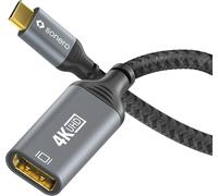 ERYI-Adaptateur ® 4K Usb-C Vers Displayport, Prise Displayport Vers Prise Usb-C, 4K 60 Hz, 18 Go/S, Gaine En Coton, Gris/Noir, 0,10 Mètre
