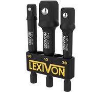 ERYI-Adaptateur Douille Visseuse 3 Pièces (7,5 Cm) Porte Embout Visseuse A Choc, Adaptateur 1/4"" 3/8"" 1/2"" (6,3 Mm, 9,5 Mm, 12,7 Mm) Douille A Choc Pour Tournevis Ou Perceuse-Visseuse (Lx-101)