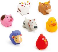 ERYI-- Aspergeurs De Bain Pour Bébé - 7 Animaux De La Ferme Flottants - Jouets Colorés + Fonction Gicleur - Sécurisé Et Résistant - Bocal De Rangement Inclus - 100% Pvc, Sans Phtalates - Dès 10 Mois
