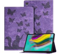 Eryi-Ausblin Coque Galaxy Tab S5e 2019 En Relief, Étui Pour Tablette En Cuir Pu Rétro Sur Le Thème Des Papillons Et Des Chats Pour Samsung Galaxy Tab S5e (2019) 10.5"" / T720, Violet