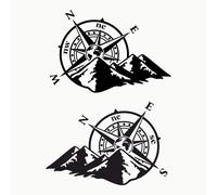 Eryi-Autocollants Boussole Monde Rose Des Vents Pack De 2 Unités 27x19 Cm Autocollant Camping Car Résiste La Pluie Et Soleil Autocollants Voiture, Moto, Van