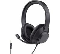 ERYI-Ayda Max Casque Filaire Léger Over Ear 3.5Mm Avec Micro, Câble 1,8M, 85% Plastiques Recyclés, Microphone Flexible, Casque Audio Pc Pour Ordinateur Portable Bureau Chat Teams Zoom, Noir