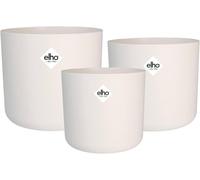 ERYI-B.For Soft Rond - Pot De Fleurs Pour Intérieur - 3 Pièces - Plastique 100% Recyclé - Ø 14, 16, 18 Cm - Blanc/Blanc