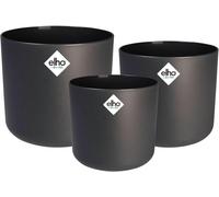 ERYI-B.For Soft Rond - Pot De Fleurs Pour Intérieur - 3 Pièces - Plastique 100% Recyclé - Ø 14, 16, 18 Cm - Noir/Anthracite