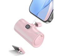 Eryi-Batterie Externe Usb C 5000mah, 20w Power Bank Mini, Powerbank Avec Écran Led, Iphone 16/15 Series Batterie Externe Charge Rapide, Chargeur Portable Compatible Samsung, Usb C Phones Etc (Rose Bo