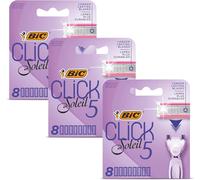 Eryi-Bic Click 5 Soleil Sensitive Lot De 8 Lames De Rasoir À L'aloe Vera Avec Bande Lubrifiante Hydratante Pour Femme Expérience De Rasage Lisse Et Confortable (Lot De 3)