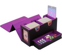 Eryi-Boîte À Cartes Double Couche Pour Mtg, Avec Tiroir Pour Dés, 2 Fenêtres D'affichage Latérale, Magnetic Deck Box Contenir À 300+ Cartes Pour Commander Tcg Cartes À Collectionner - Violet Noir