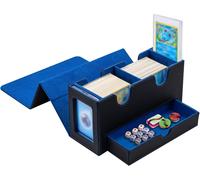 Eryi-Boîte À Cartes Double Couche Pour Mtg, Avec Tiroir Pour Dés, 2 Fenêtres D'affichage Latérale, Magnetic Deck Box Contenir À 300+ Cartes Pour Commander Tcg Cartes À Collectionner - Bleu Noir