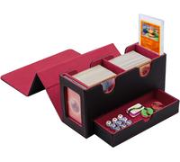 Eryi-Boîte À Cartes Double Couche Pour Mtg, Avec Tiroir Pour Dés, 2 Fenêtres D'affichage Latérale, Magnetic Deck Box Contenir À 300+ Cartes Pour Commander Tcg Cartes À Collectionner - Noir Rouge