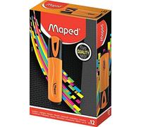 Eryi-- Boite De 12 Surligneurs Fluo'peps Classic, Coloris Orange - Des Couleurs Éclatantes Pour Surligner Vos Écrits - Pointe Biseautée Permettant De Faire Des Traits De 1 À 5 Mm