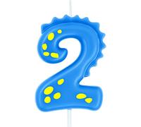 Eryi-Bougie D'anniversaire Bleue 2 7 Cm Pour Décoration De Gâteau Sur Le Thème Des Dinosaures