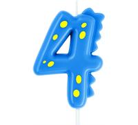 Eryi-Bougie D'anniversaire Bleue 7 Cm Pour Décoration De Gâteau De Fête Sur Le Thème Des Dinosaures