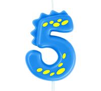 Eryi-Bougie D'anniversaire Bleue De 7 Cm Pour Décoration De Gâteau De Fête Sur Le Thème Des Dinosaures