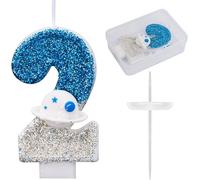 Eryi-Bougie D'anniversaire Thème L'espace, Brillante Numéro Bougies D'anniversaire D'astronaute Décoration Gâteau Vaisseau Spatial Décorations Gâteaux Et Cadeaux Fête Pour L'univers(Numéro 2)