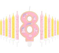 Eryi-Bougie Licorne Rose En Forme De Chiffre 8 Pour Décoration De Gâteau D'anniversaire De 8 Ans, Bougies Pour Filles Pour Fête Sur Le Thème De La Licorne