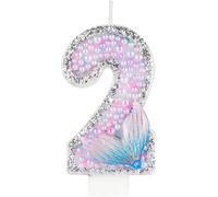 Eryi-Bougie Numéro 2 D'anniversaire, Rose Purple Bougies D'anniversaire Sirène Bougie Chiffres,Décorations De Anniversaires Gâteaux Pour Fille Garçon Enfantspour Anniversaire Fête Sur Le Thème De La
