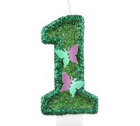 Eryi-Bougies D'anniversaire À Paillettes En Forme De Papillon Vert En Forme De Chiffre 1 Pour Décoration De Gâteau De 1er Anniversaire De Fille, Bougies Féériques Sur Le Thème Des Papillons Pour Fill