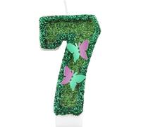Eryi-Bougies D'anniversaire À Paillettes En Forme De Papillon Vert En Forme De Chiffre 7 Pour Gâteaux, Décorations De 7e Anniversaire De Filles, Bougies Féériques Sur Le Thème Des Papillons Pour Fill