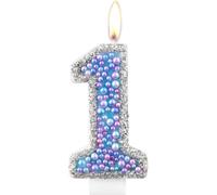 Eryi-Bougies D'anniversaire Macaron En Forme De Chiffre 1 Pour Gâteau, Bougies En Perles, Décorations D'anniversaire Sur Le Thème Du Macaron, Bougies Scintillantes Pour Décoration De Gâteau D'anniver