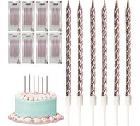Eryi-Bougies D'anniversaire Métalliques, 48 Pièces, Bougies Pour Fêtes Et Anniversaires, Bougies En Spirale Avec Supports Pour Anniversaire, Mariage, Bougies, Décorations Pour Gâteaux