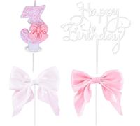 Eryi-Bougies D'anniversaire Numéro 3, 3d Rose Bougie Chiffre 3, Papillon Decoration Gateau Anniversaire, Topper Happy Birthday, Bougies Gâteau Topper Decoration Pour Fête Mariage Remise Diplôme