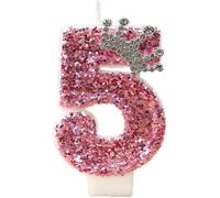 Eryi-Bougies D'anniversaire Numéro 5, Bougies D'anniversaire À Couronne, Bougies D'anniversaire Personnalisées, Décorations De Gâteau Rose, 5e Anniversaire, Décorations De Gâteau Pailletées
