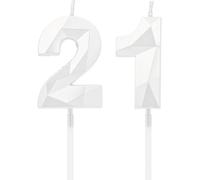 Eryi-Bougies De 21e Anniversaire, Bougies Avec Un Numéro Blanc, Décoration D'anniversaire, Décoration De Gâteau D'anniversaire, Mariages, Anniversaires D'entreprise