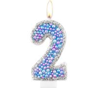 Eryi-Bougies De 2e Anniversaire Macaron, Violet Et Bleu En Forme De Chiffre 2 Pour Gâteau, Bougies Nacrées Colorées, Décorations D'anniversaire Sur Le Thème Du Macaron, Décoration De Gâteau D'anniver