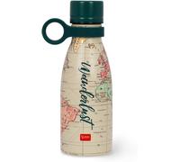 Eryi-- Bouteille À Vide Chaude Et Froide Mini, Bouteille Thermique Légère Et Résistante, Fermeture Hermétique, Poignée En Silicone Amovible, En Acier Inoxydable, Capacité 300 Ml, Thème Voyage