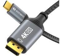 ERYI-Câble ® 4K Usb-C Vers Displayport, Displayport Mâle Vers Usb-C Mâle, 4K 60Hz, 21,6 Go/S, Gaine Coton, Gris/Noir, 2,00 Mètres